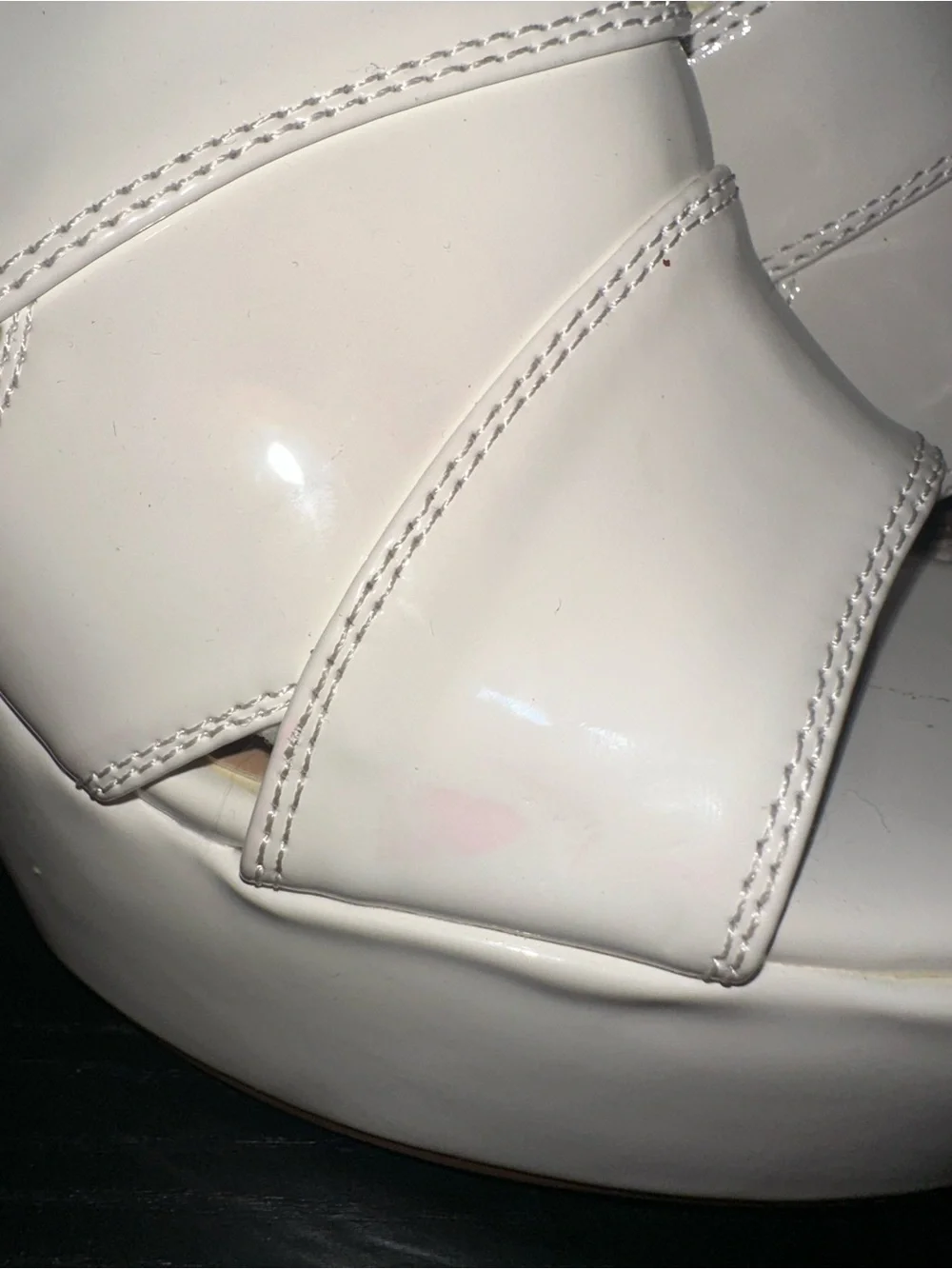 Women’s White Platform Block Heel Sandals Sz 7